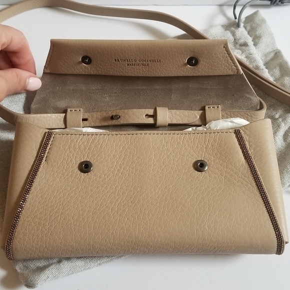 Brunello Cucinelli Leather Wallet-On-Strap Sand - Picture 9 of 16